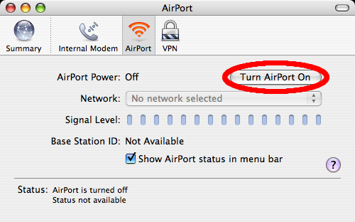 turn airport on